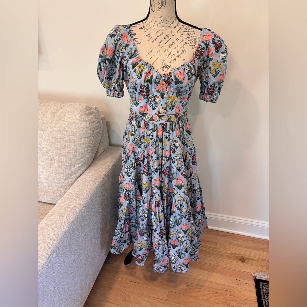 Agua by Agua Bendita Palmera Magdalena Dia Midi Dress size large - Picture 3 of 9